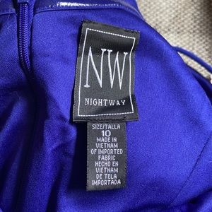 Royal blue gown with slit and capped shoulders